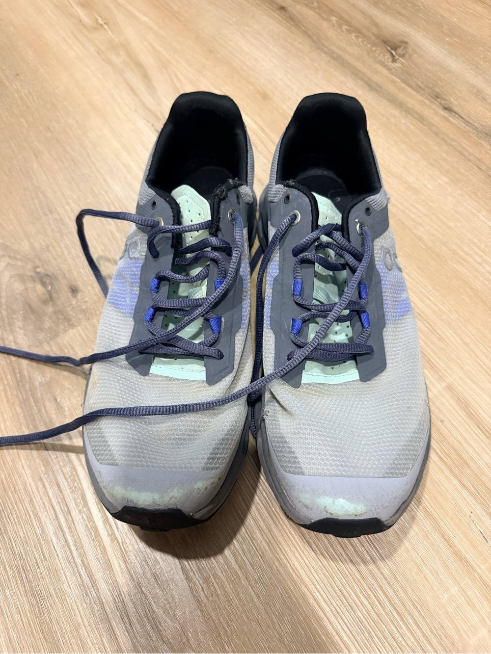 On Cloud Light Gray Sneakers with Mint and Purple Accents